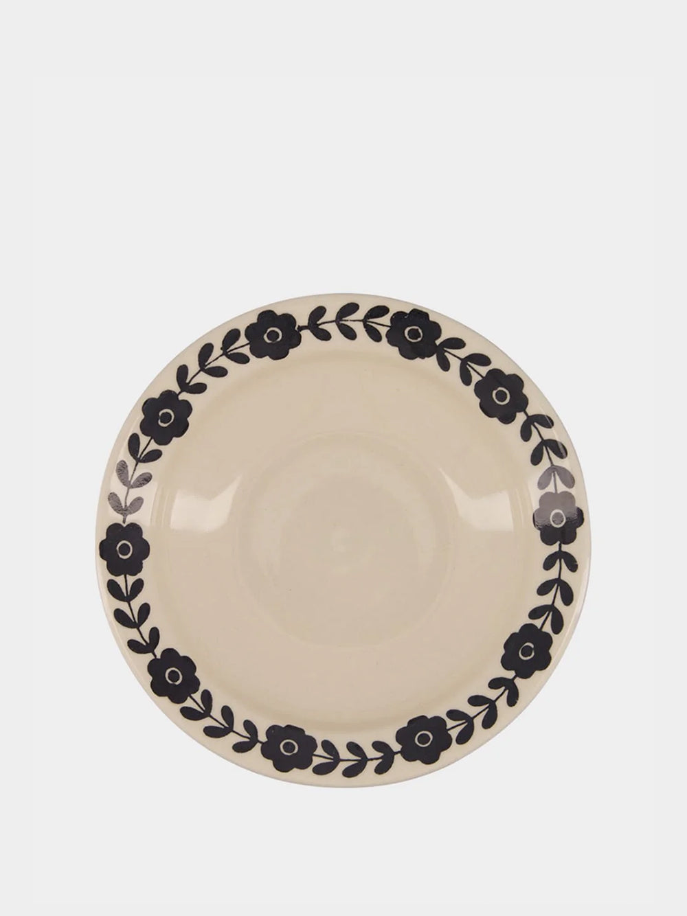 Hand-Painted Viana Black Stoneware Soup Plate