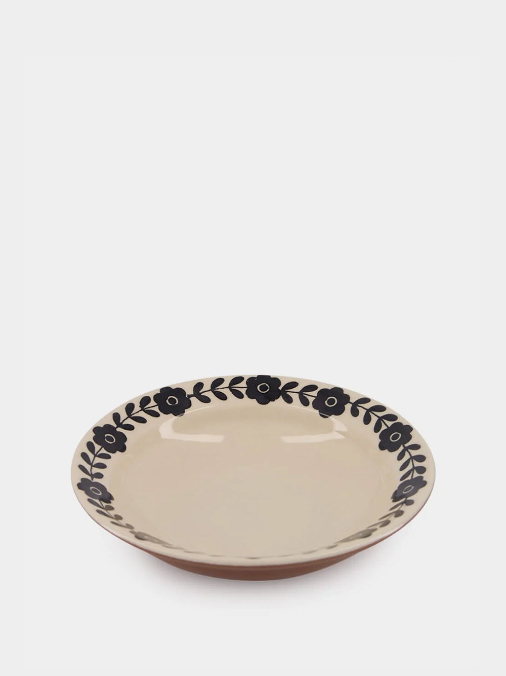 Hand-Painted Viana Black Stoneware Soup Plate