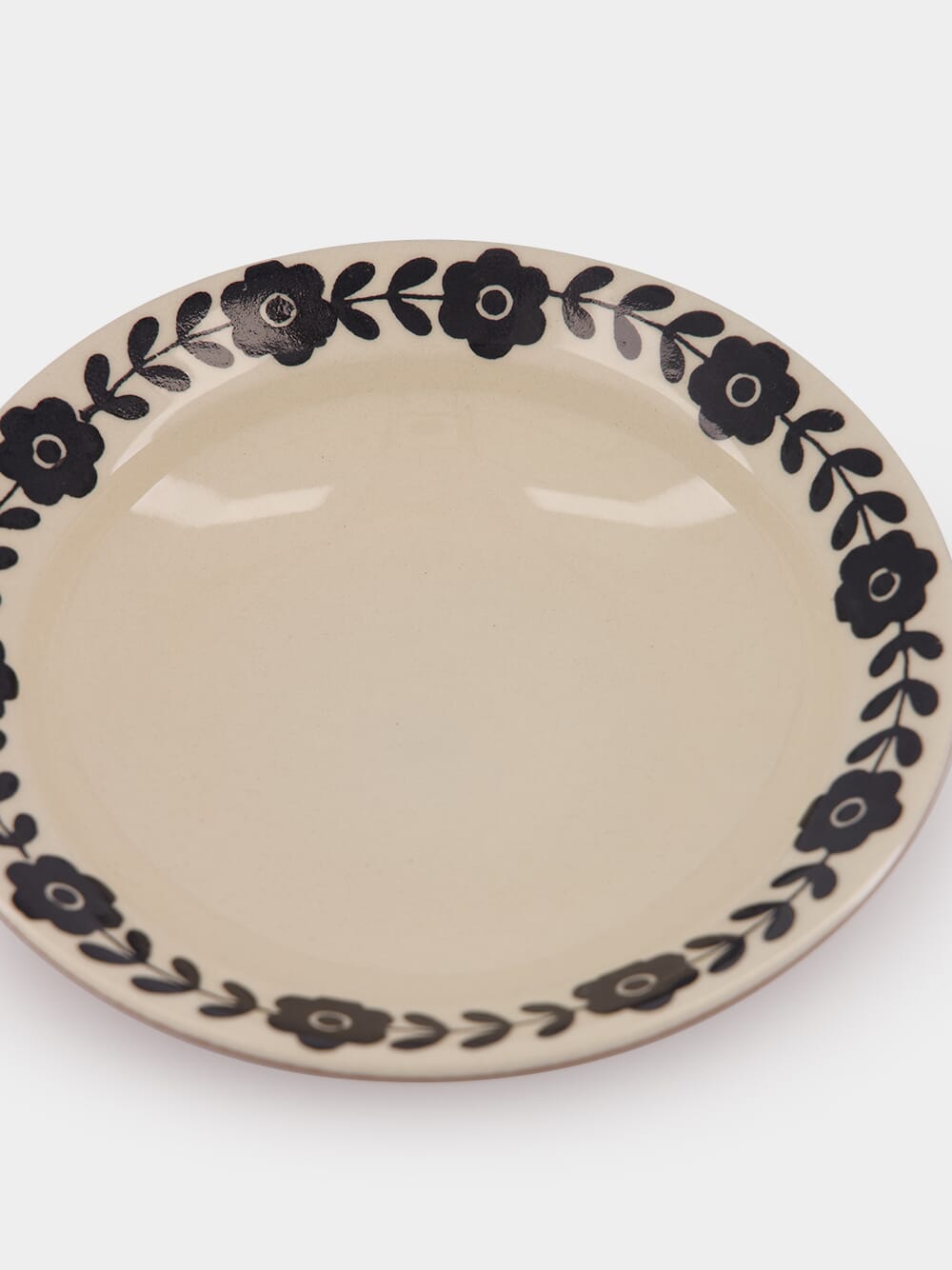 Hand-Painted Viana Black Stoneware Soup Plate