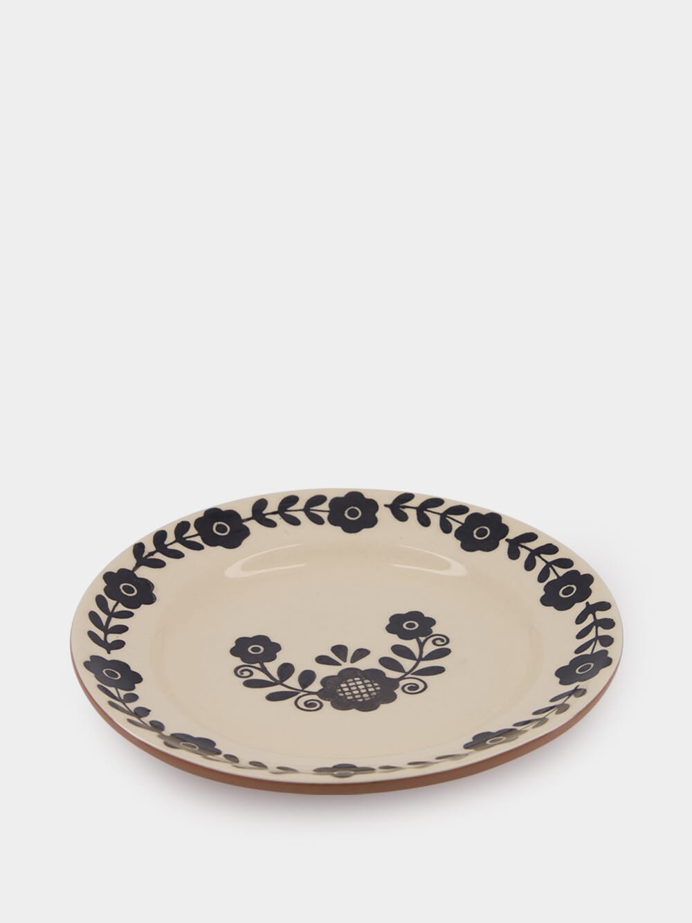 Hand-Painted Viana Black Stoneware Dessert Plate