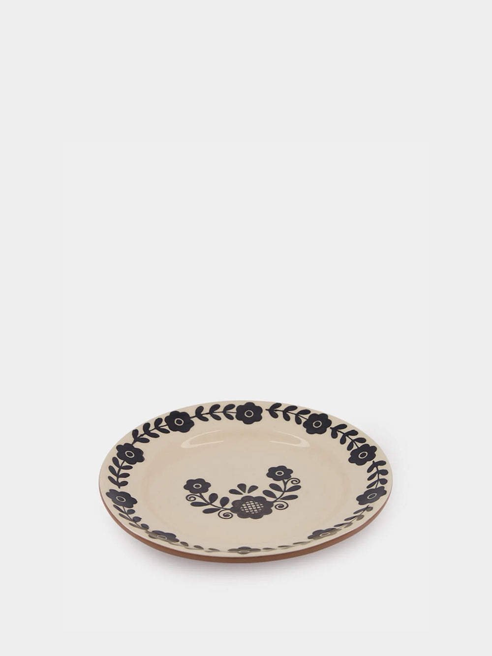 Hand-Painted Viana Black Stoneware Dessert Plate