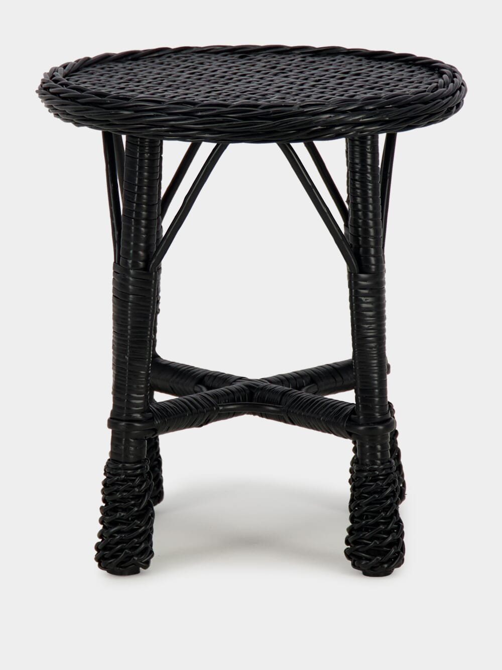 Handmade Furnas Black Wicker Stool