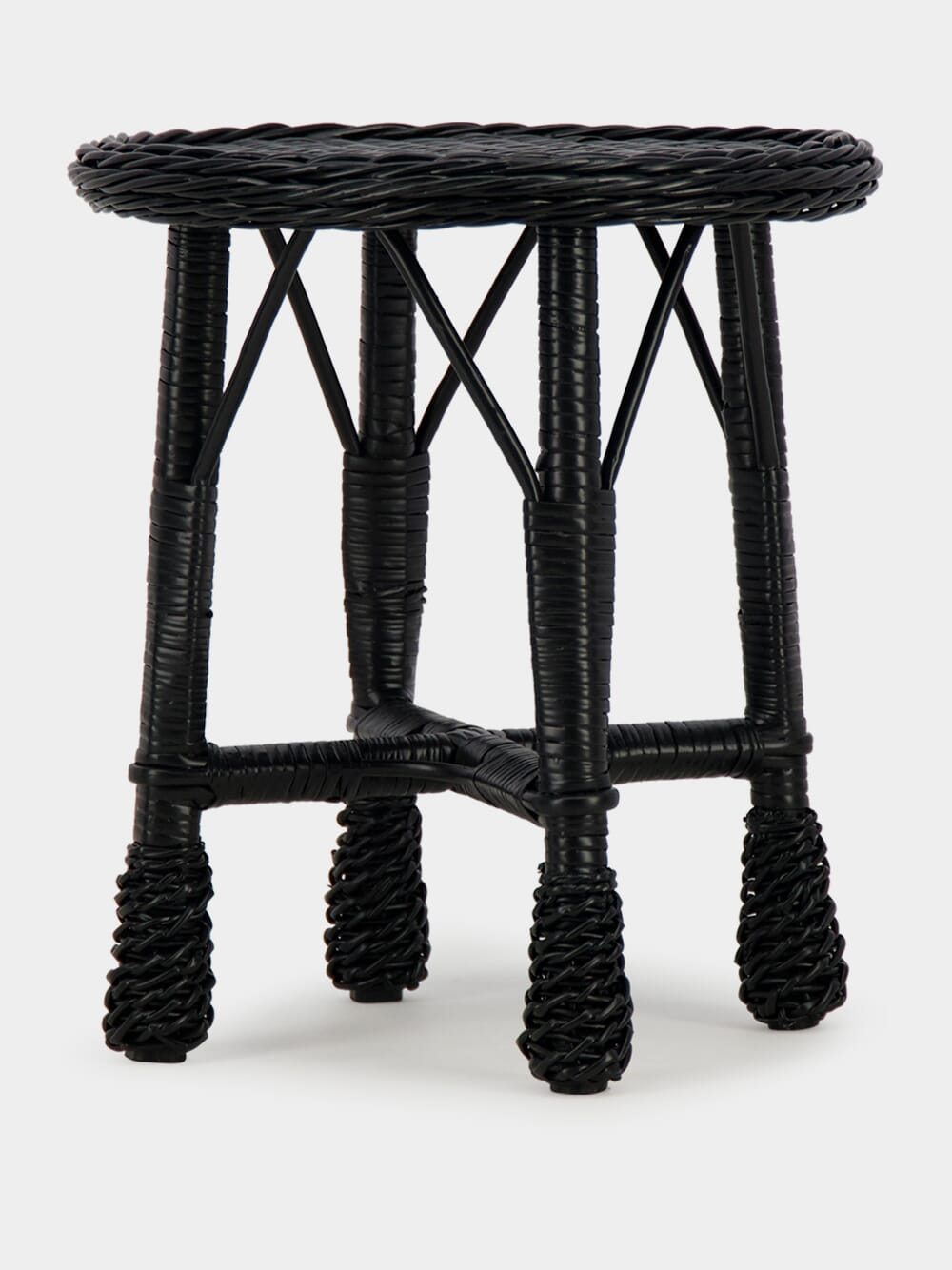 Handmade Furnas Black Wicker Stool
