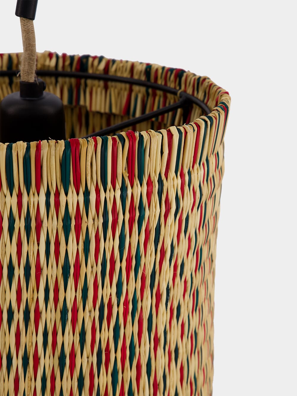 Handmade Coruche Natural, Red and Green Reed Medium Wall Lamp