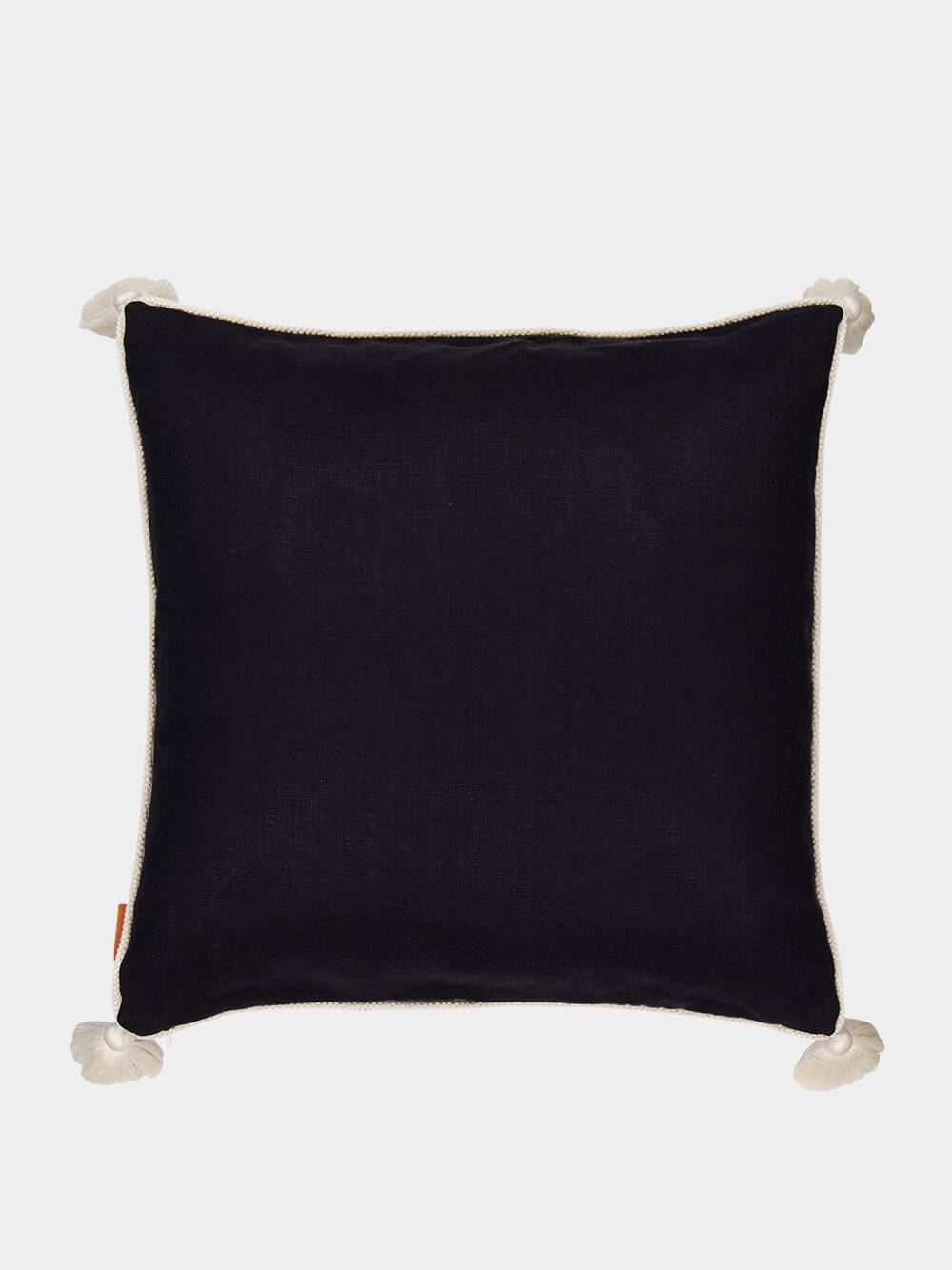 Teles Black Linen and Chenille Embroidered Cushion