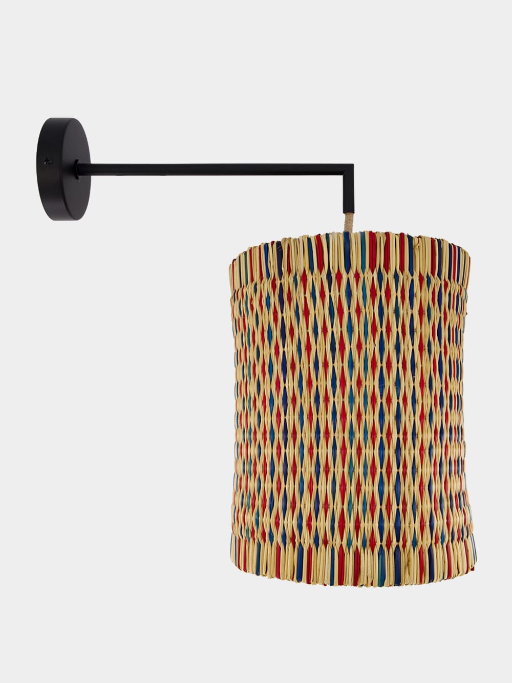 Handmade Coruche Natural, Red and Blue Reed Large Wall Lamp