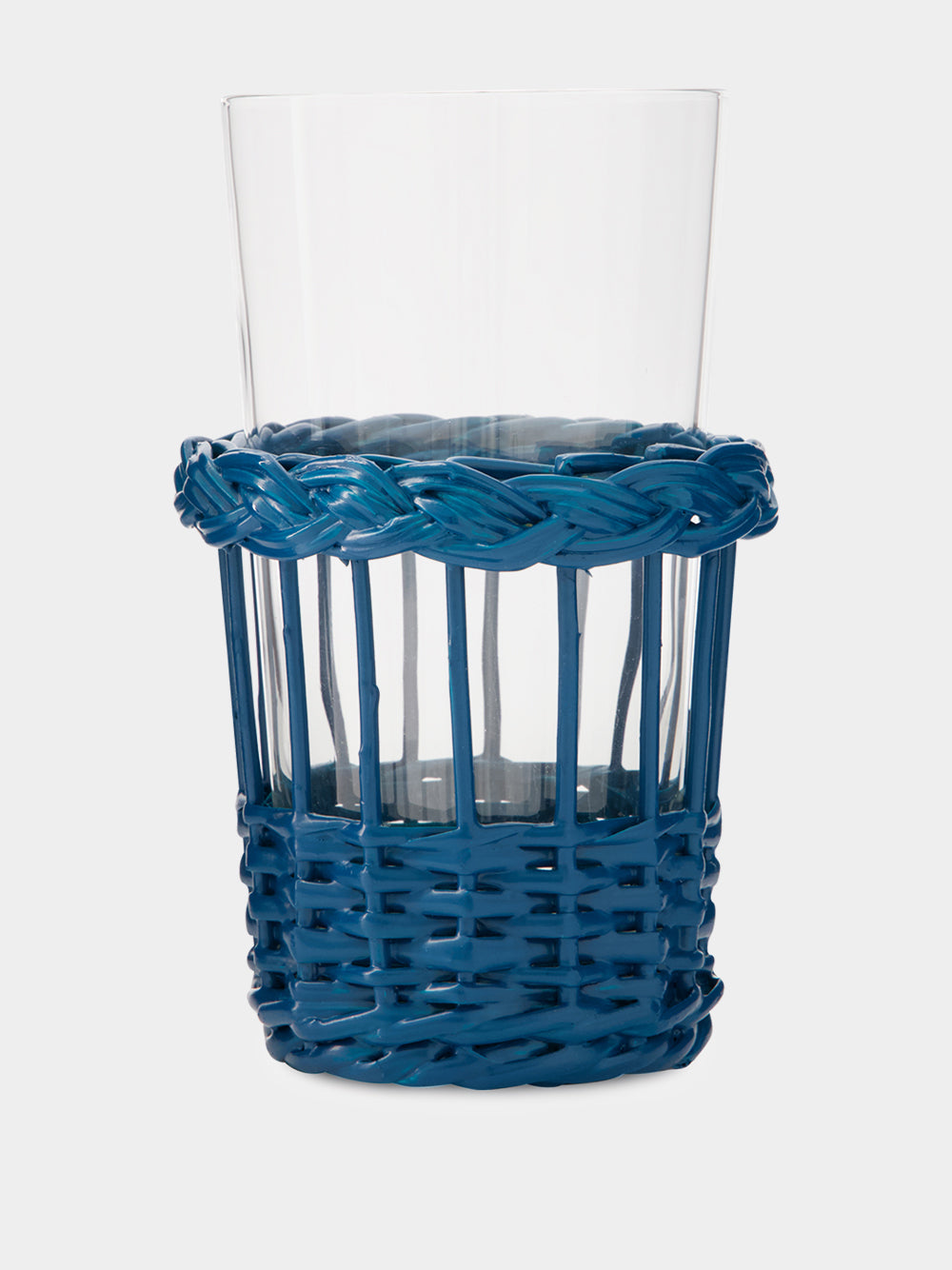 Handmade Vitória Blue Wicker and Tall Glass Tumbler