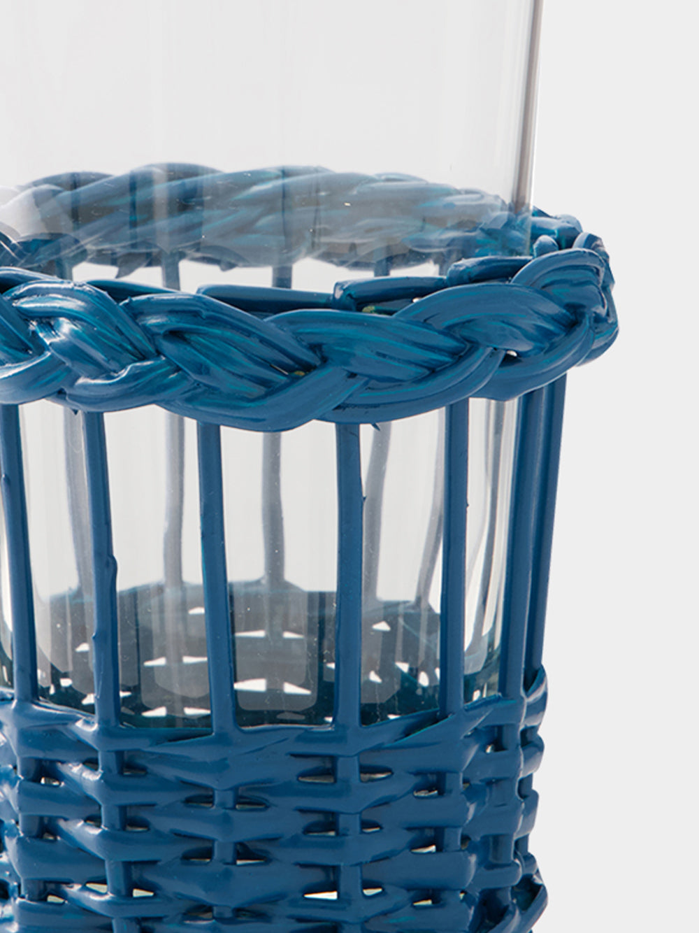 Handmade Vitória Blue Wicker and Tall Glass Tumbler