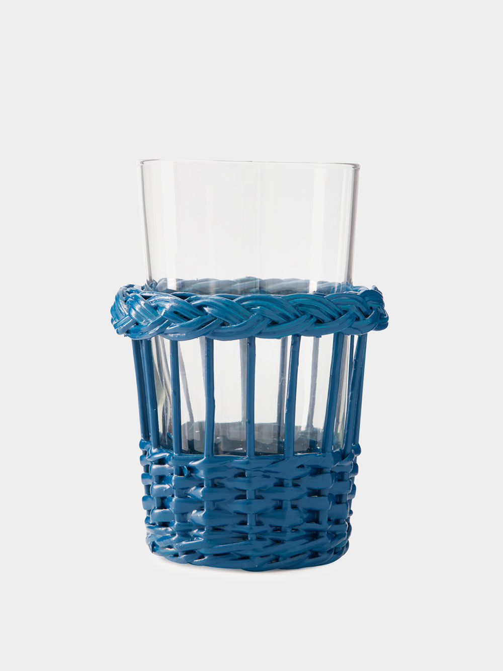 Handmade Vitória Blue Wicker and Glass Tumbler