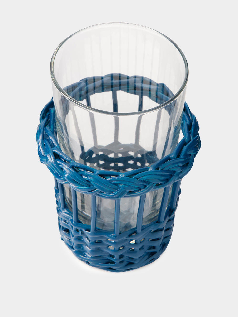 Handmade Vitória Blue Wicker and Glass Tumbler