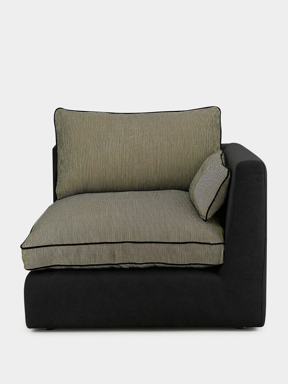 Dinis Black Linen Right Arm Sofa Module