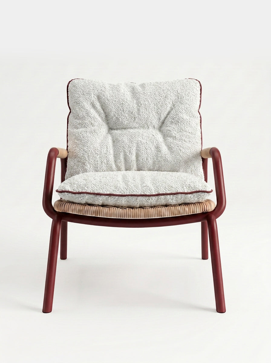 Carvalhal Bordeaux Metal and Handmade Wicker Lounge Chair