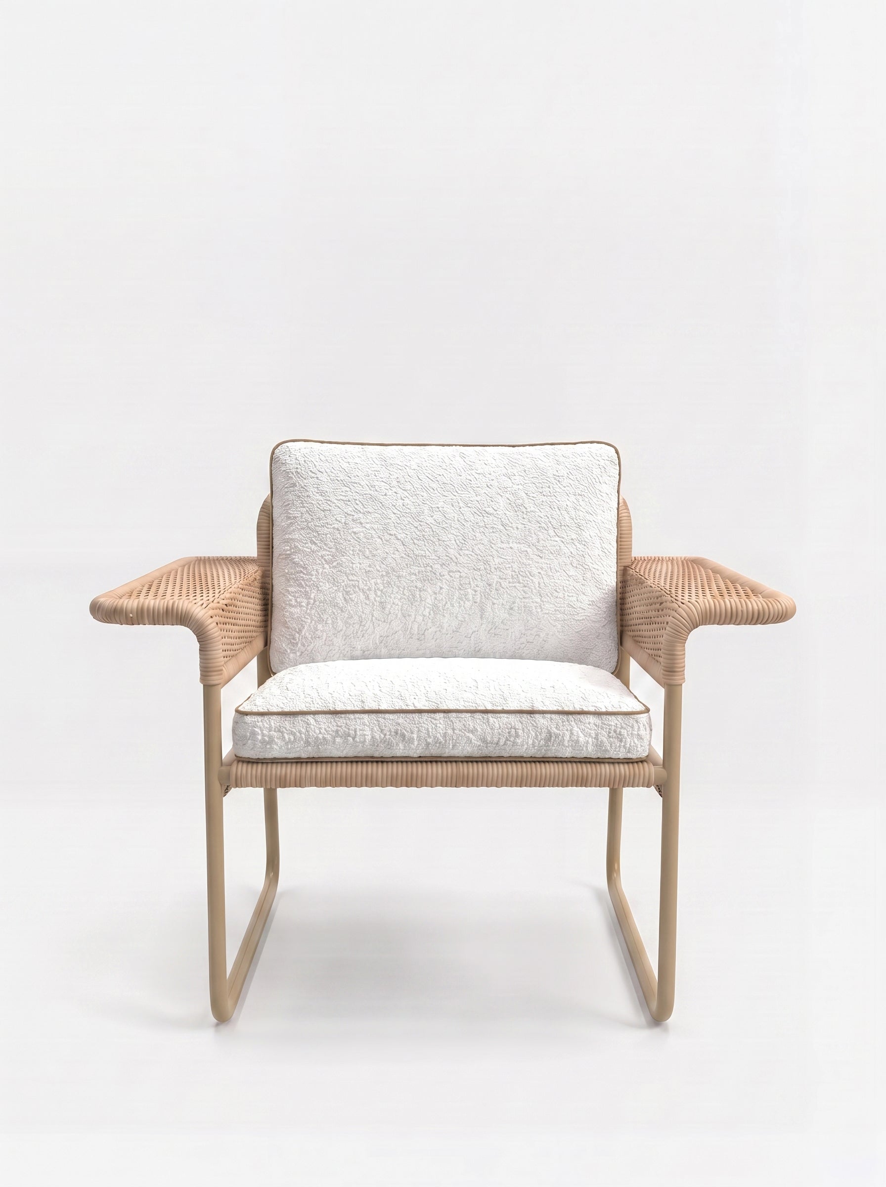 Carvalhal Sand Metal and Handmade Wicker Easy Chair