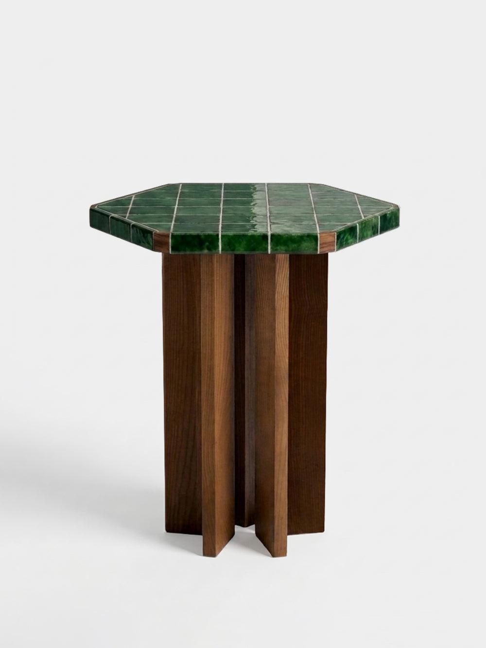Lisboa Green Ceramic Tile and Ash Wood Bistro Table
