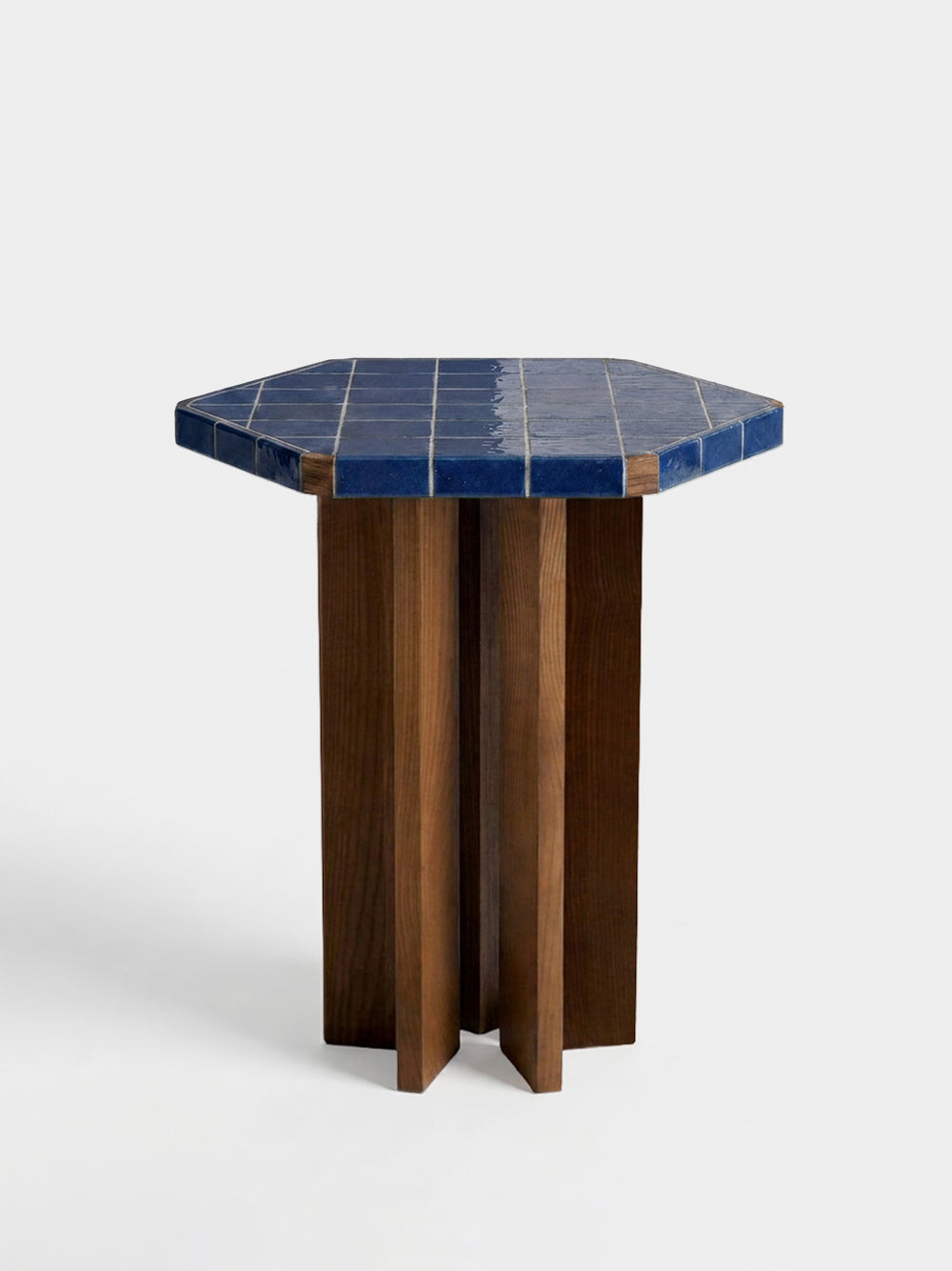 Lisboa Blue Ceramic Tile and Ash Wood Bistro Table
