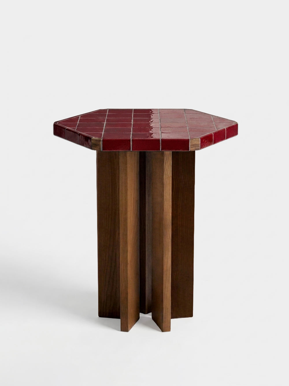 Lisboa Bordeaux Ceramic Tile and Ash Wood Bistro Table