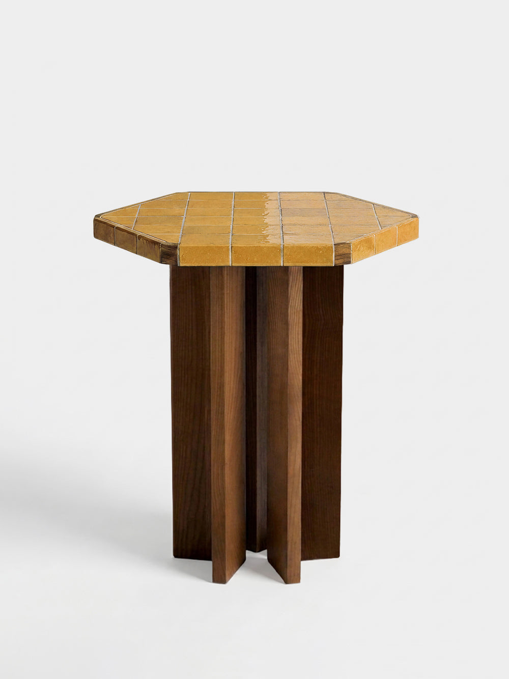 Lisboa Yellow Ceramic Tile and Ash Wood Bistro Table