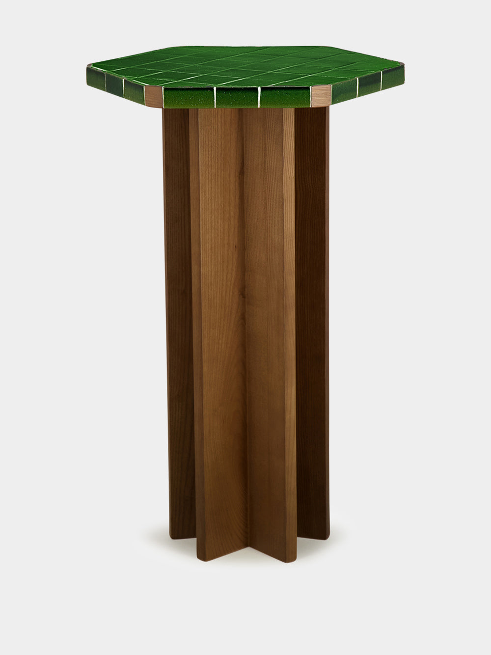 Lisboa Green Ceramic Tile and Ash Wood Bar Table