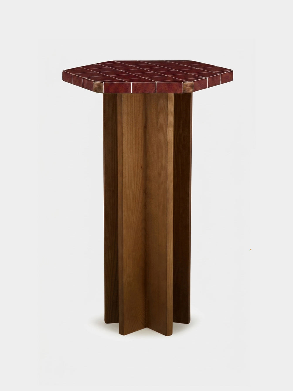 Lisboa Bordeaux Ceramic Tile and Ash Wood Bar Table