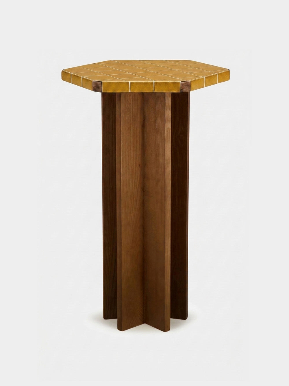 Lisboa Yellow Ceramic Tile and Ash Wood Bar Table