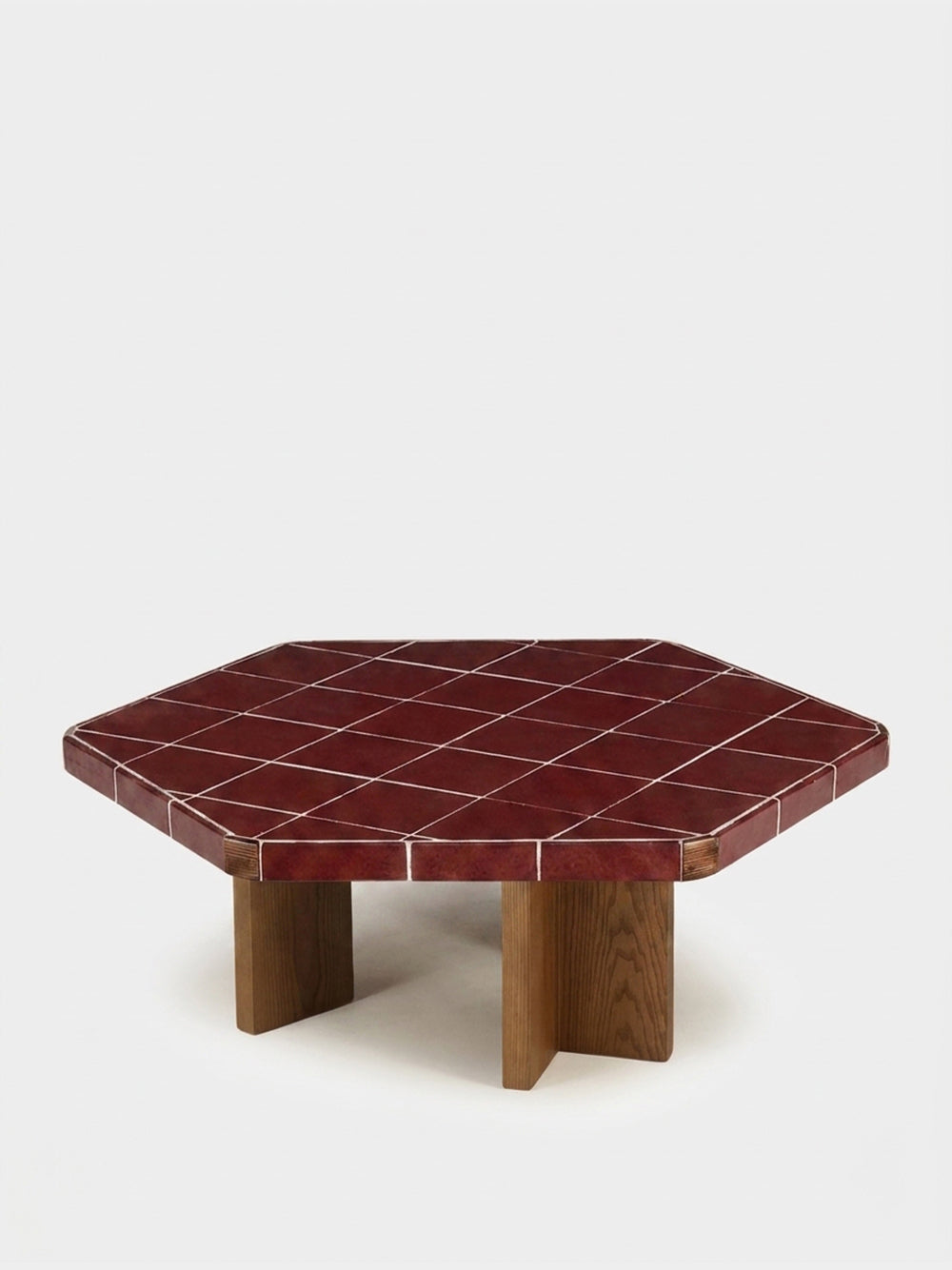 Lisboa Bordeaux Ceramic Tile and Ash Wood Coffee Table