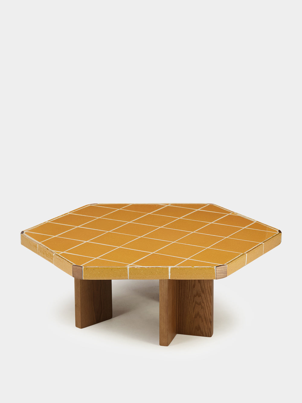Lisboa Yellow Ceramic Tile and Ash Wood Coffee Table