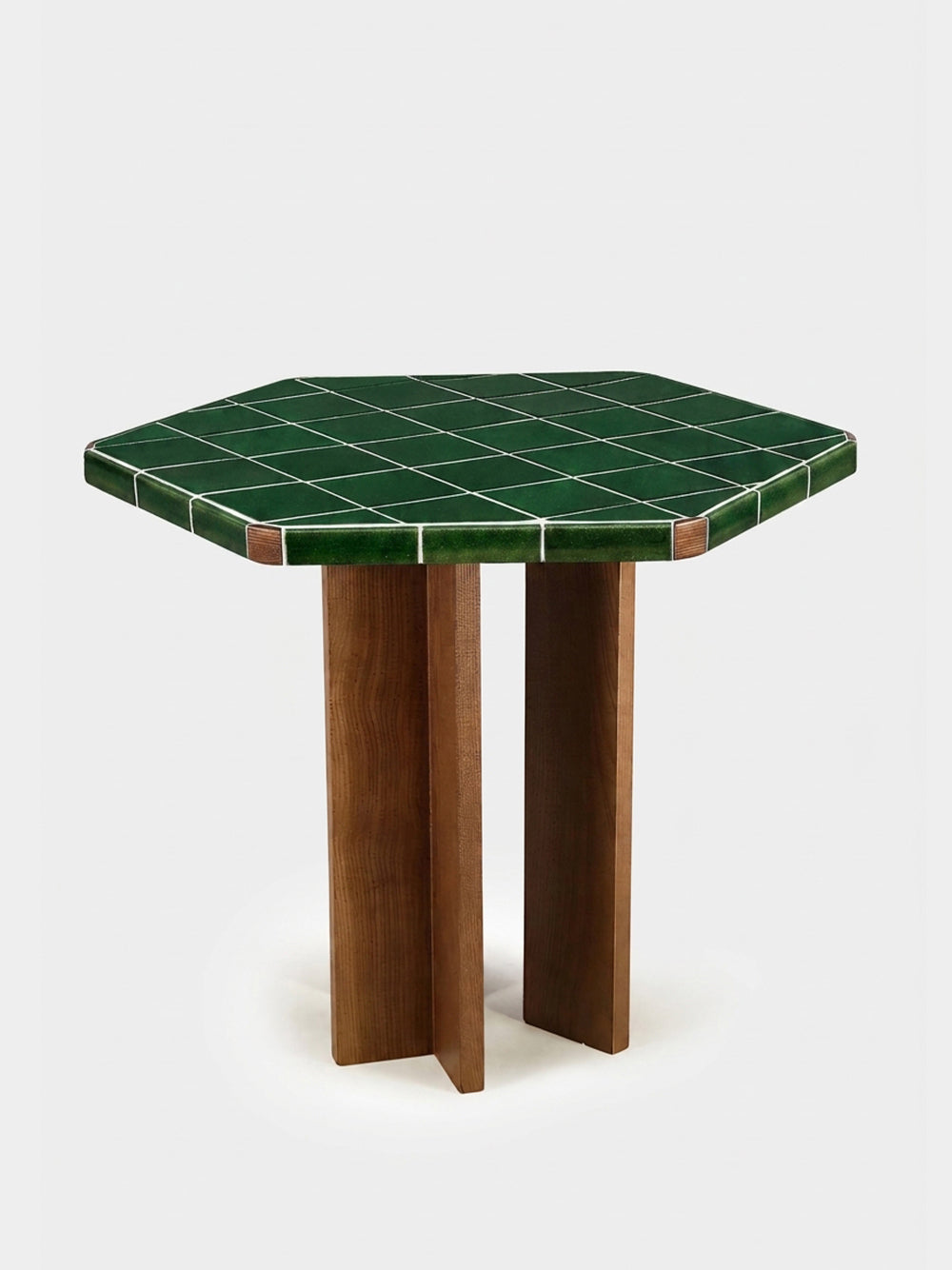 Lisboa Green Ceramic Tile and Ash Wood Dining Table