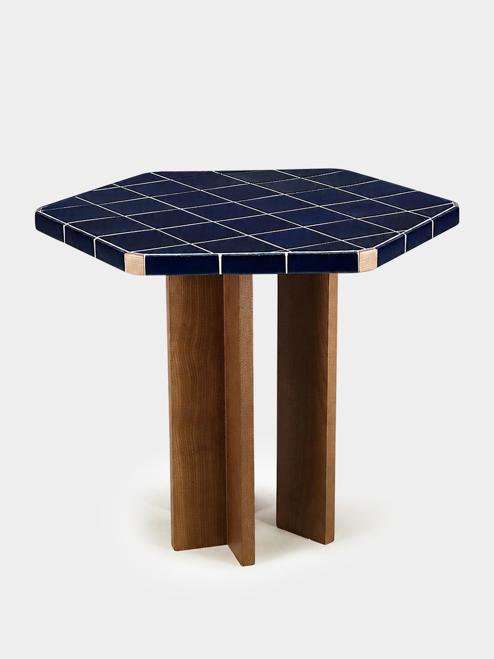 Lisboa Blue Ceramic Tile and Ash Wood Dining Table