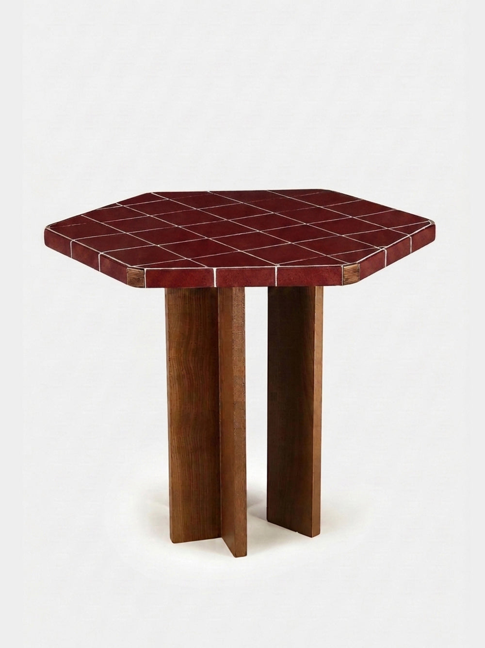 Lisboa Bordeaux Ceramic Tile and Ash Wood Dining Table