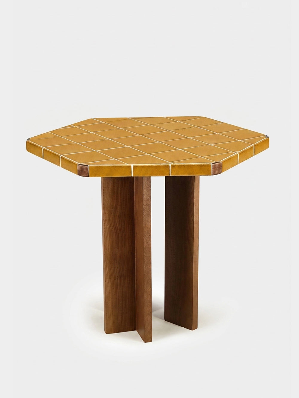 Lisboa Yellow Ceramic Tile and Ash Wood Dining Table