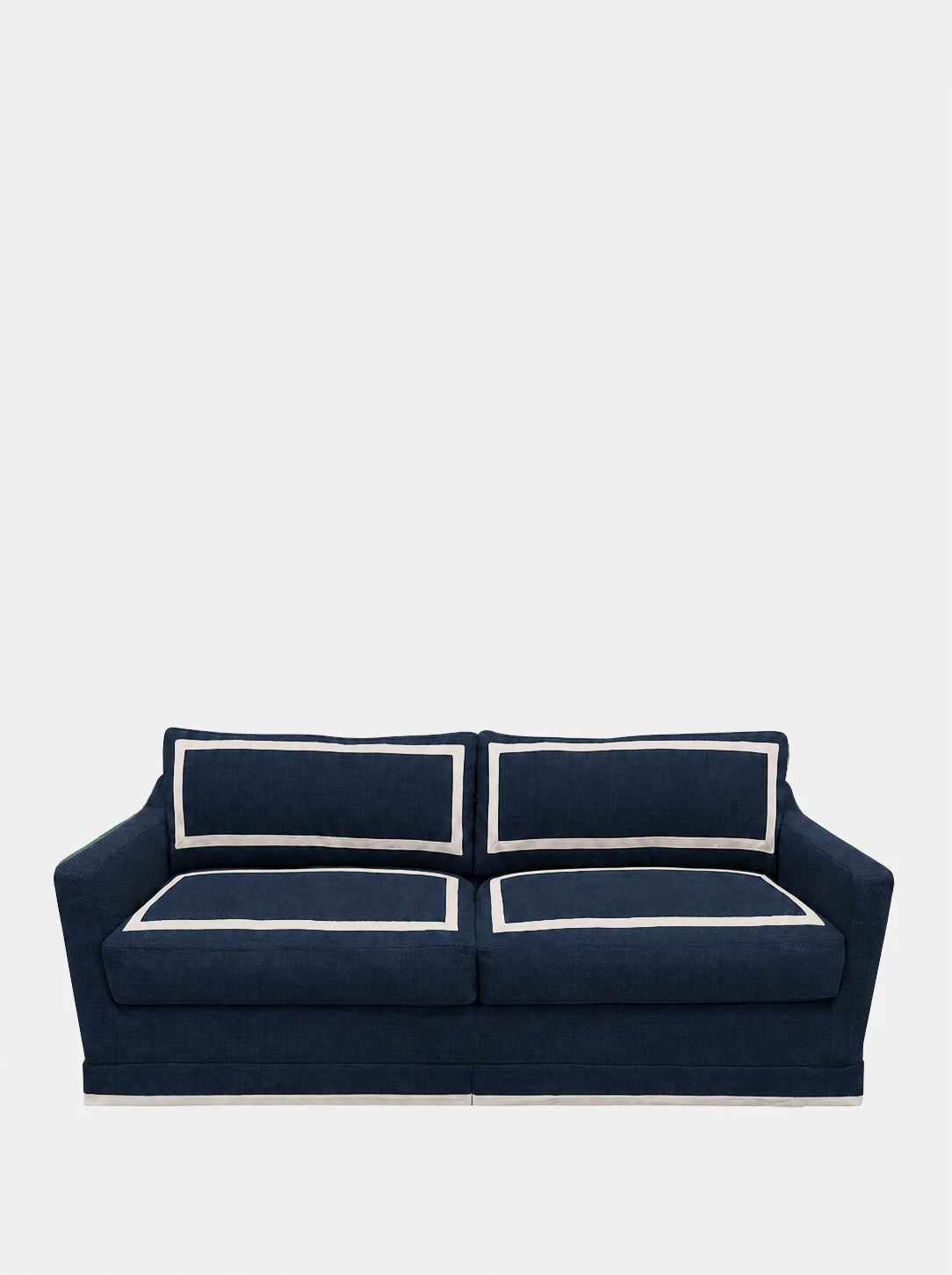Luis Blue and Beige Linen Wood Sofa