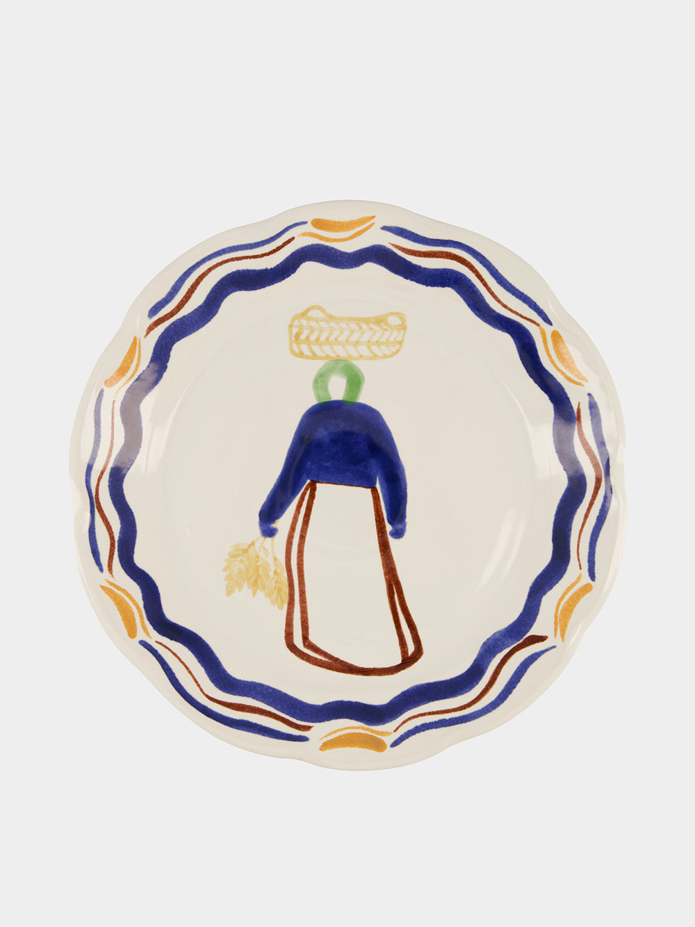 Hand-Painted Comporta The Harvester Stoneware Dinner Plate