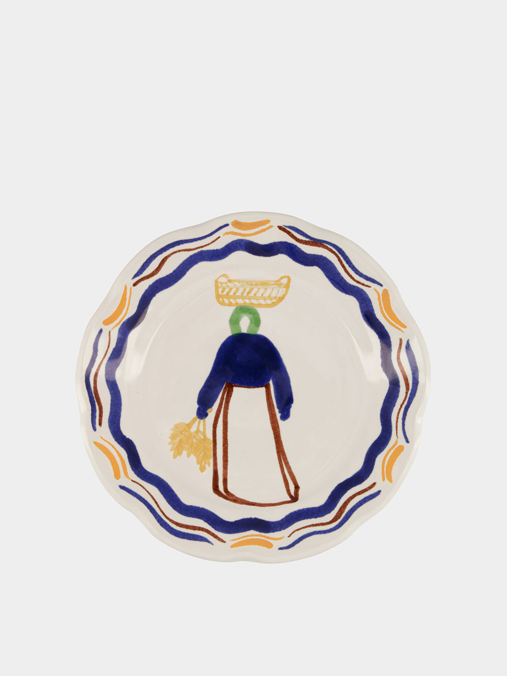 Hand-Painted Comporta The Harvester Stoneware Dessert Plate