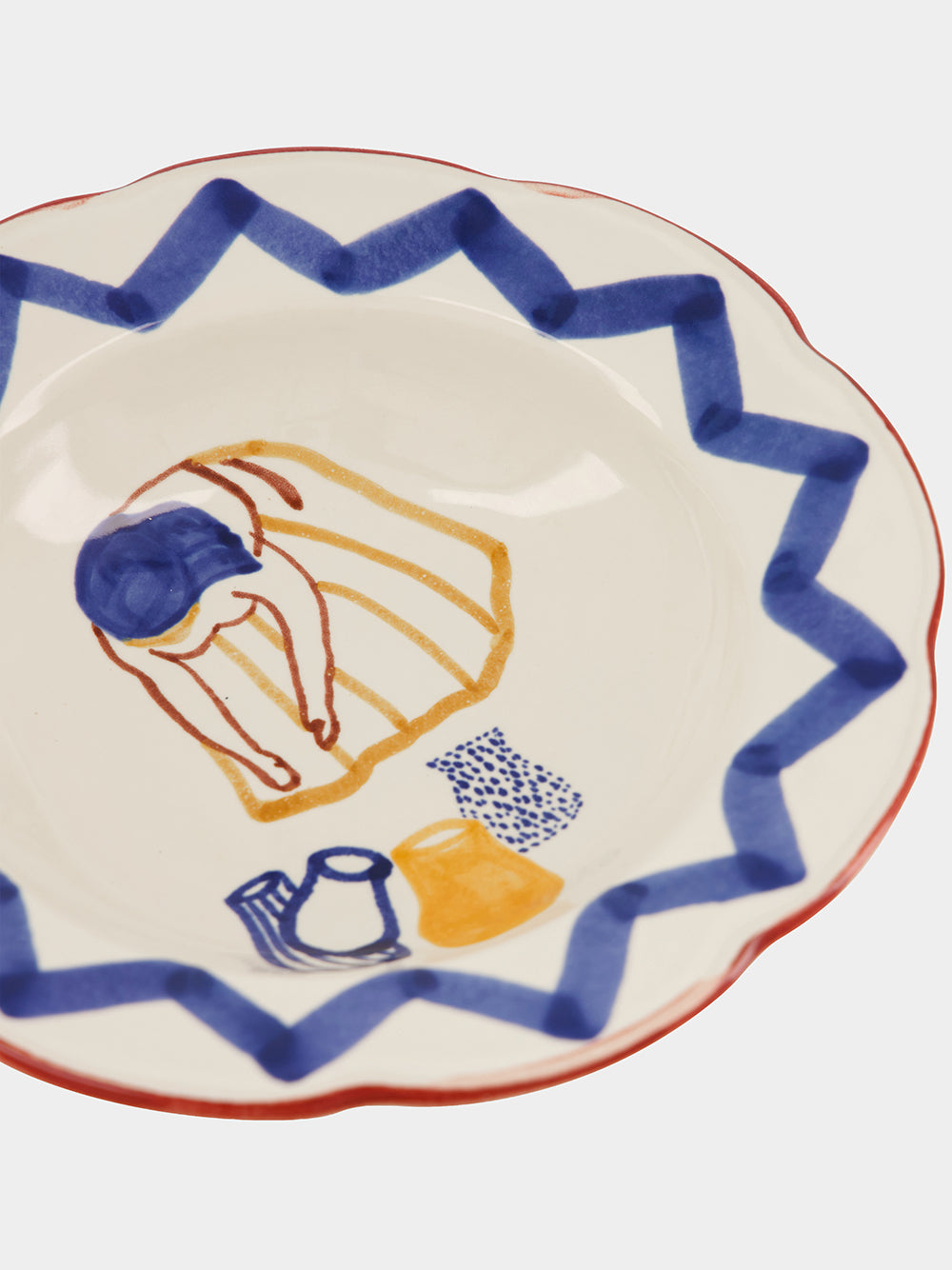 Hand-Painted Comporta The Water Carrier Stoneware Soup Plate
