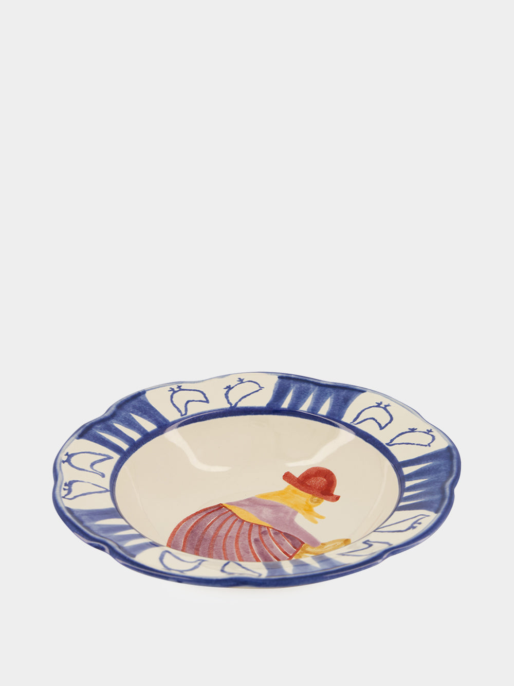 Hand-Painted Comporta The Farmer Stoneware Soup Plate