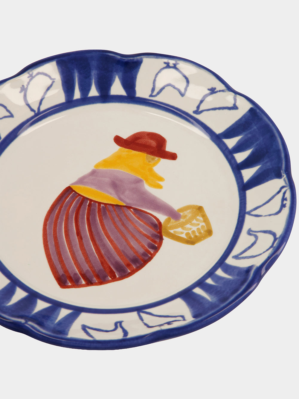 Hand-Painted Comporta The Farmer Stoneware Dessert Plate