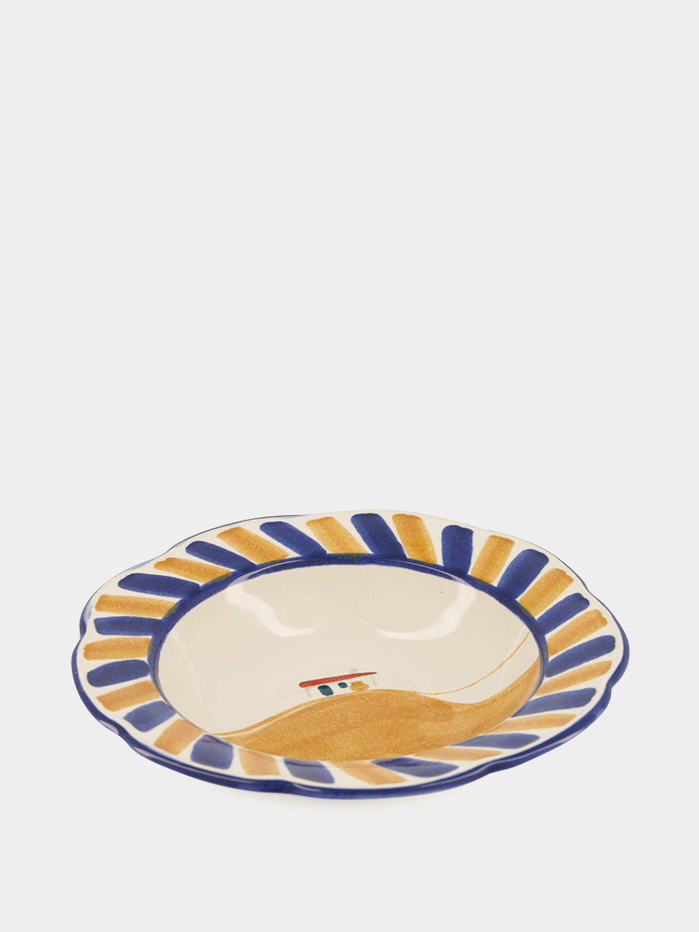 Hand-Painted Comporta House Stoneware Soup Plate