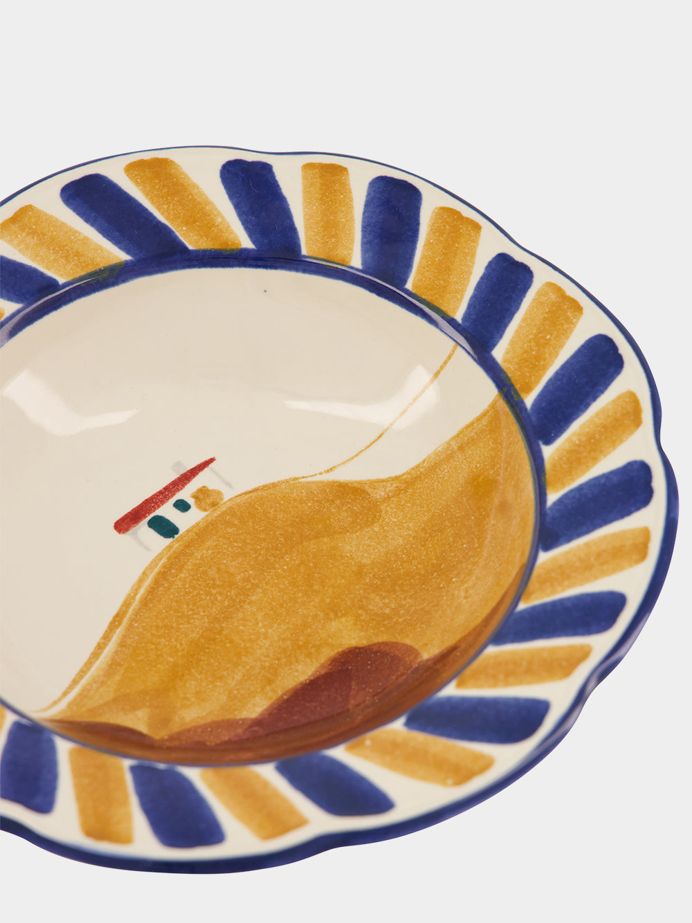 Hand-Painted Comporta House Stoneware Soup Plate