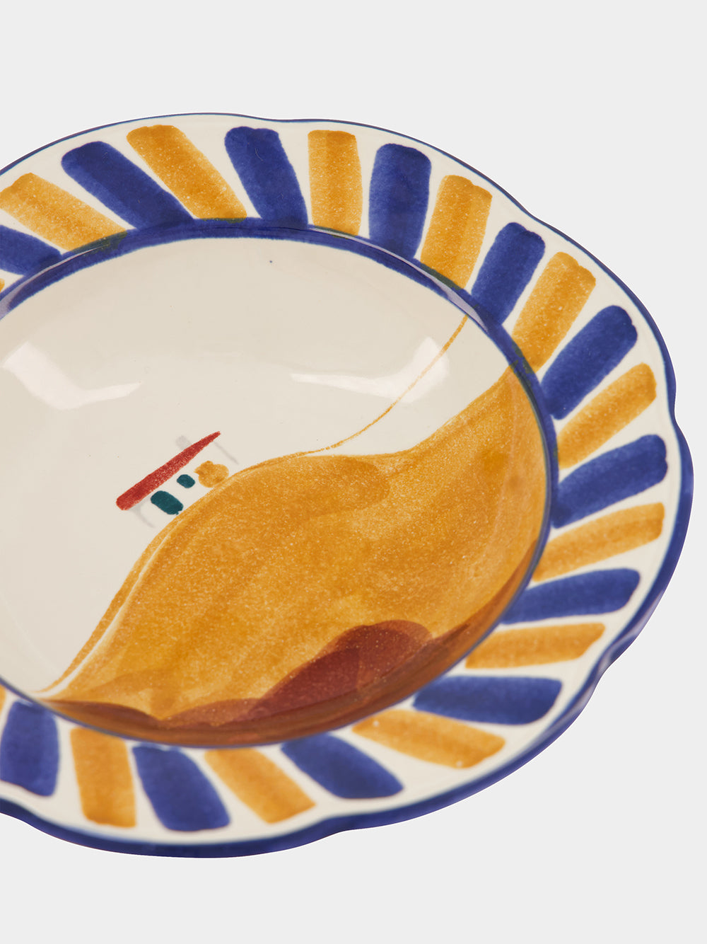 Hand-Painted Comporta House Stoneware Soup Plate