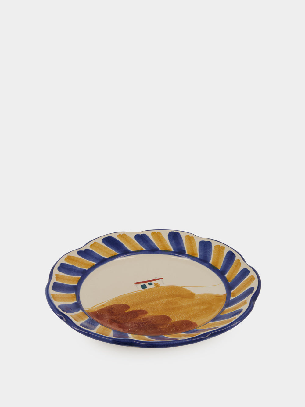 Hand-Painted Comporta House Stoneware Dessert Plate