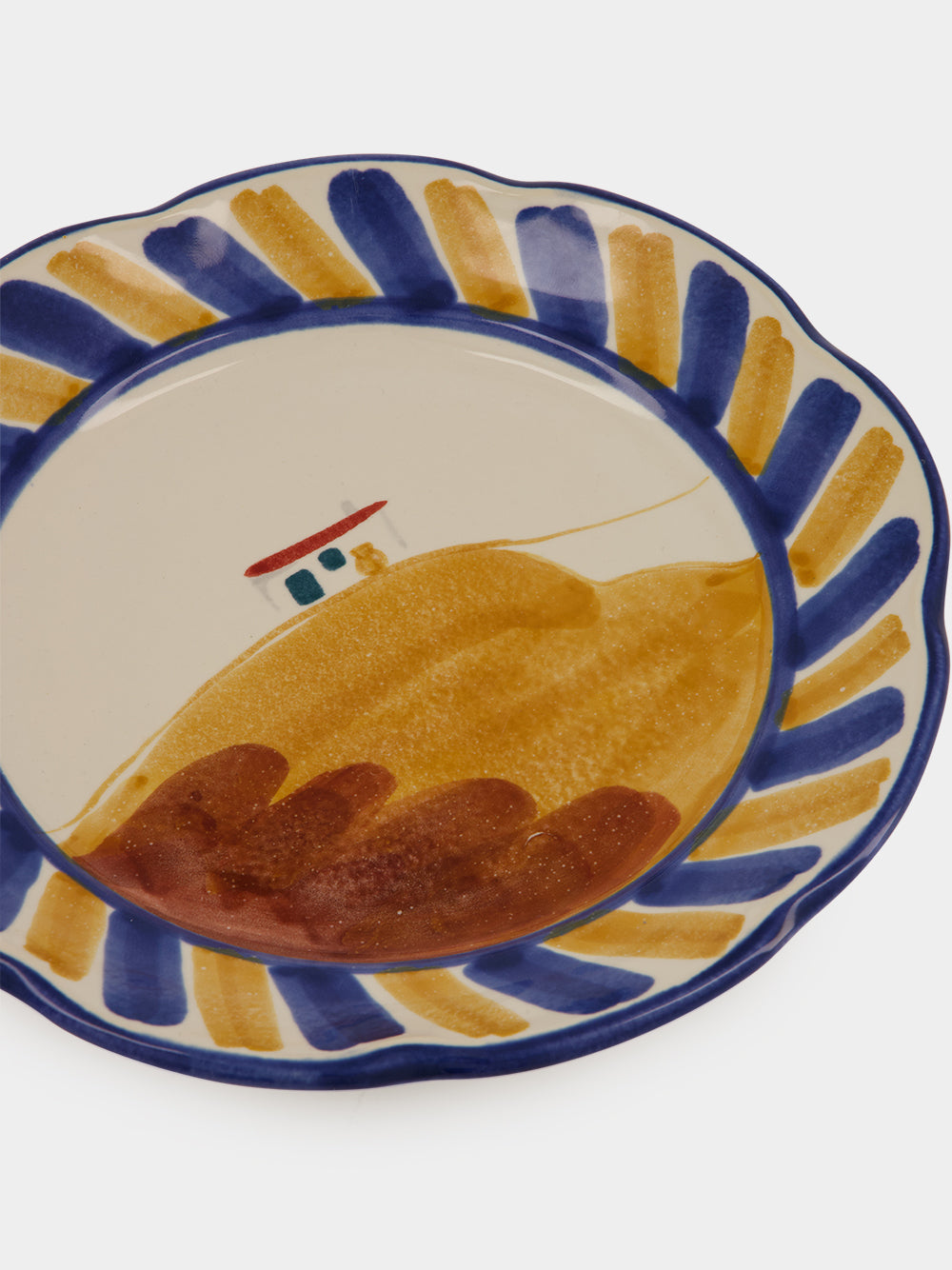 Hand-Painted Comporta House Stoneware Dessert Plate