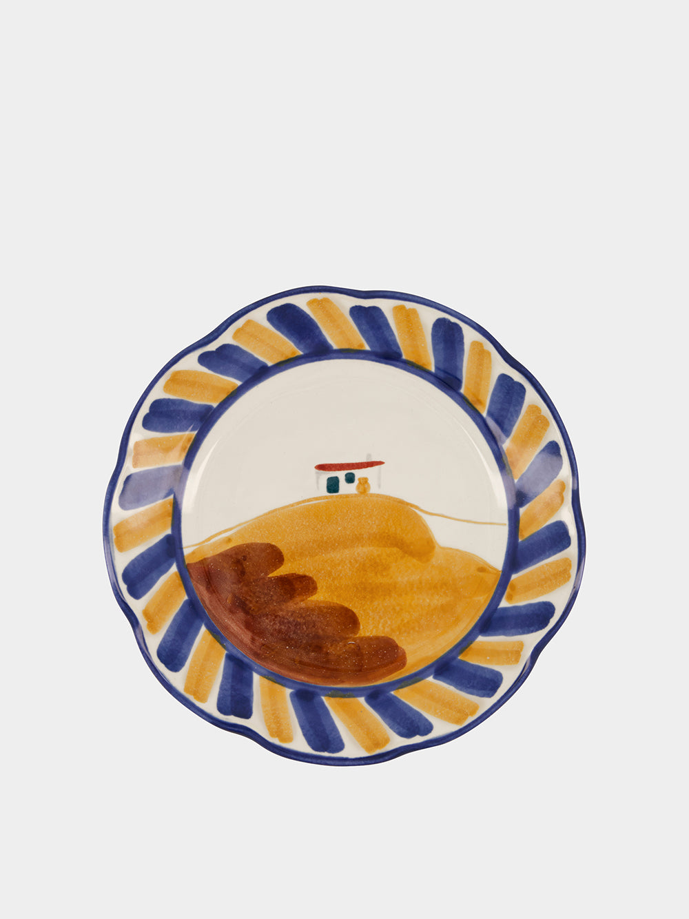 Hand-Painted Comporta House Stoneware Dessert Plate