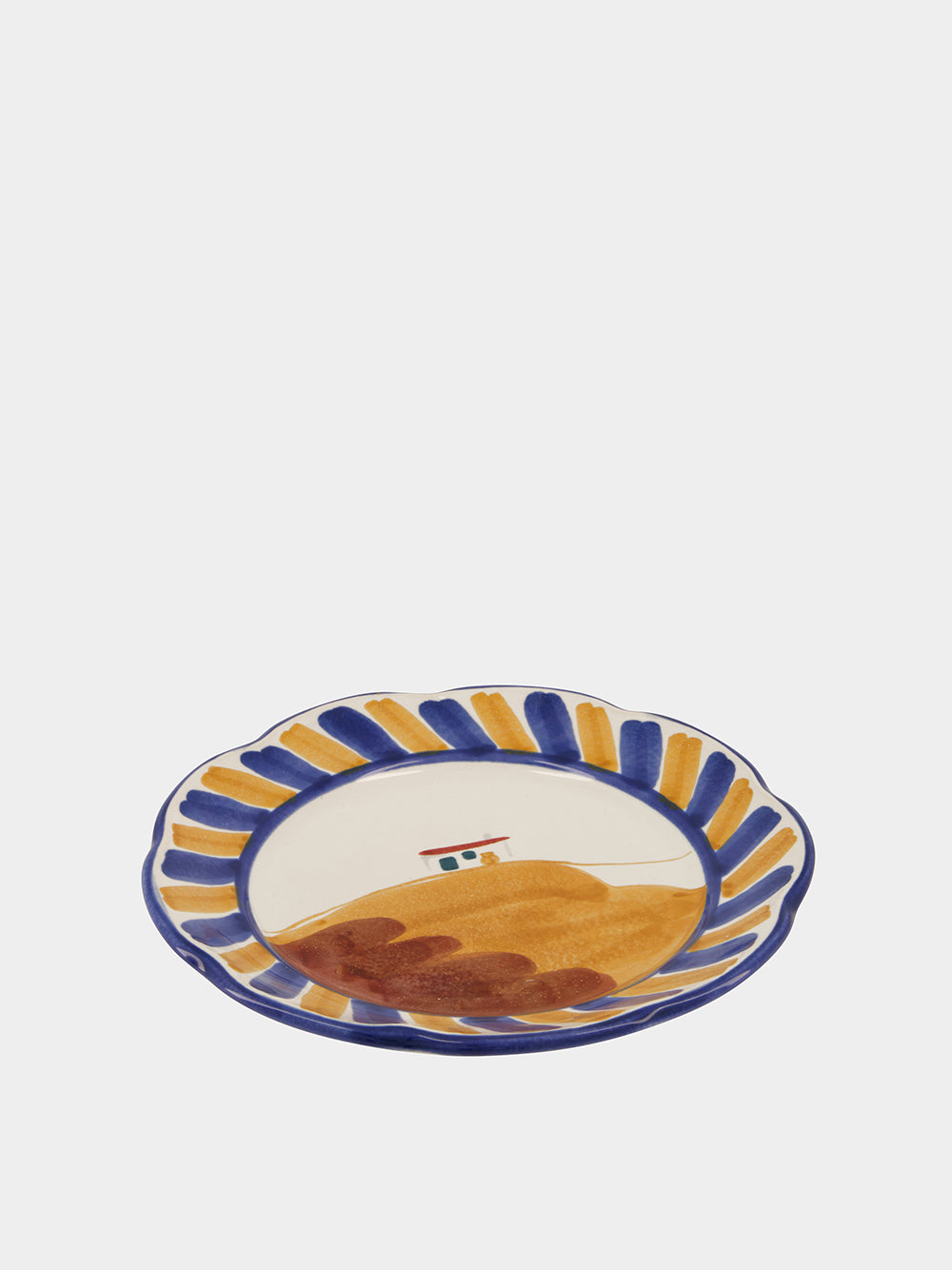 Hand-Painted Comporta House Stoneware Dessert Plate