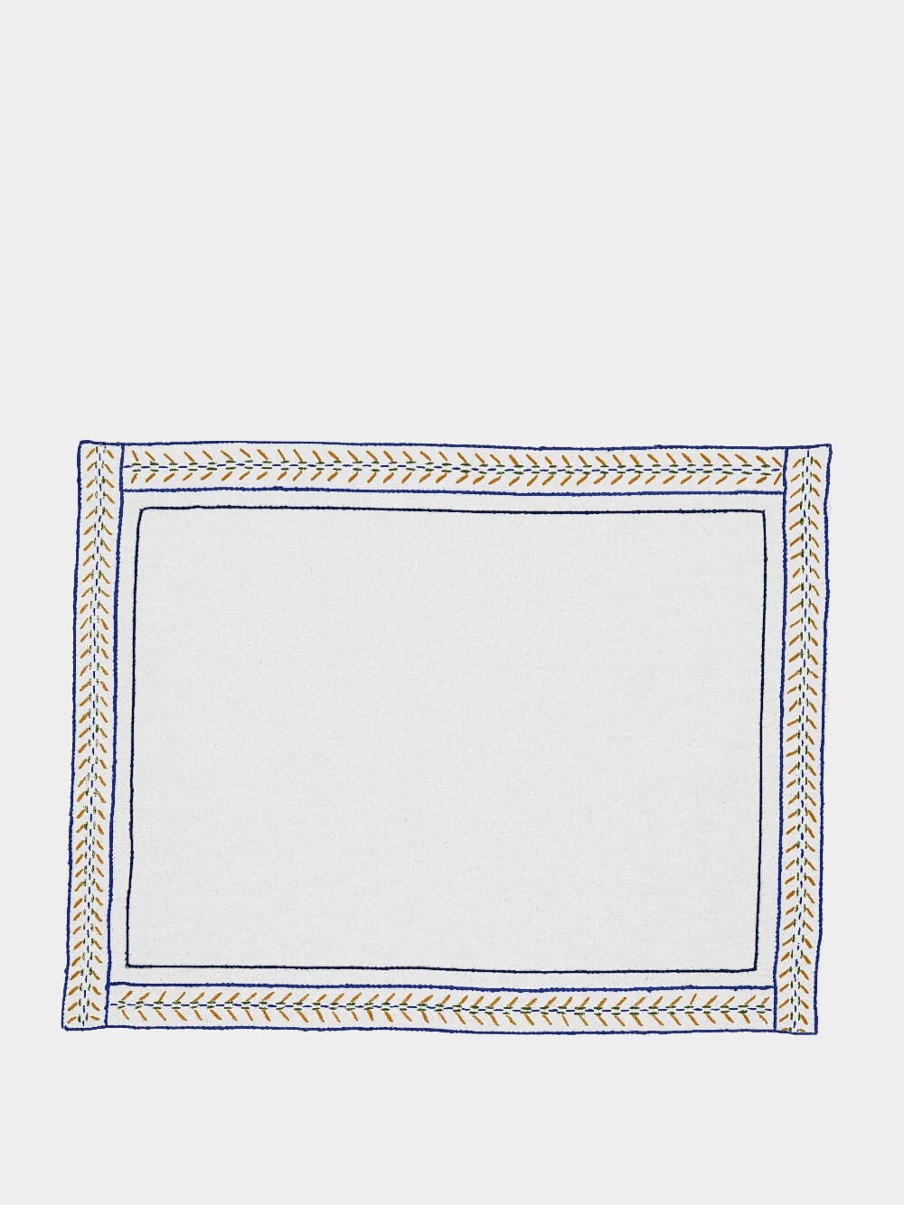 Hand-Embroidered Comporta White Linen with Multicolour Embroidery Placemat