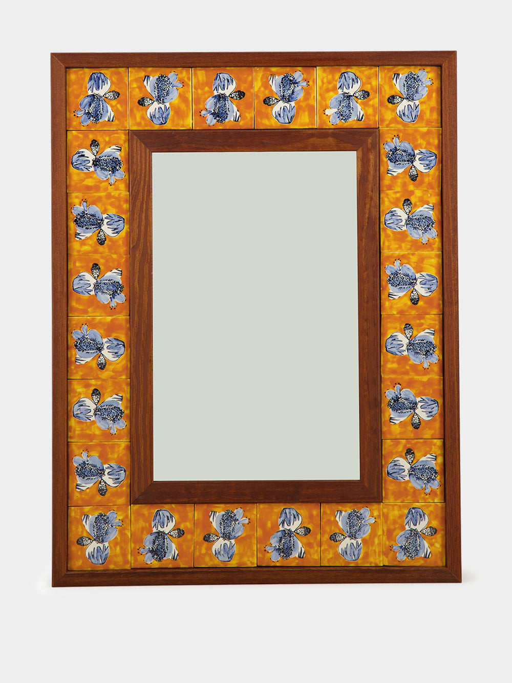 Hand-Painted Comporta Multicolour Wood and Tile Small Mirror