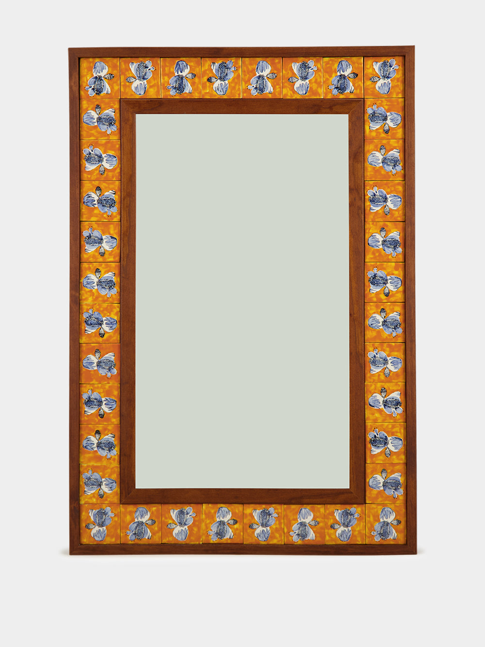 Hand-Painted Comporta Multicolour Wood and Tile Medium Mirror