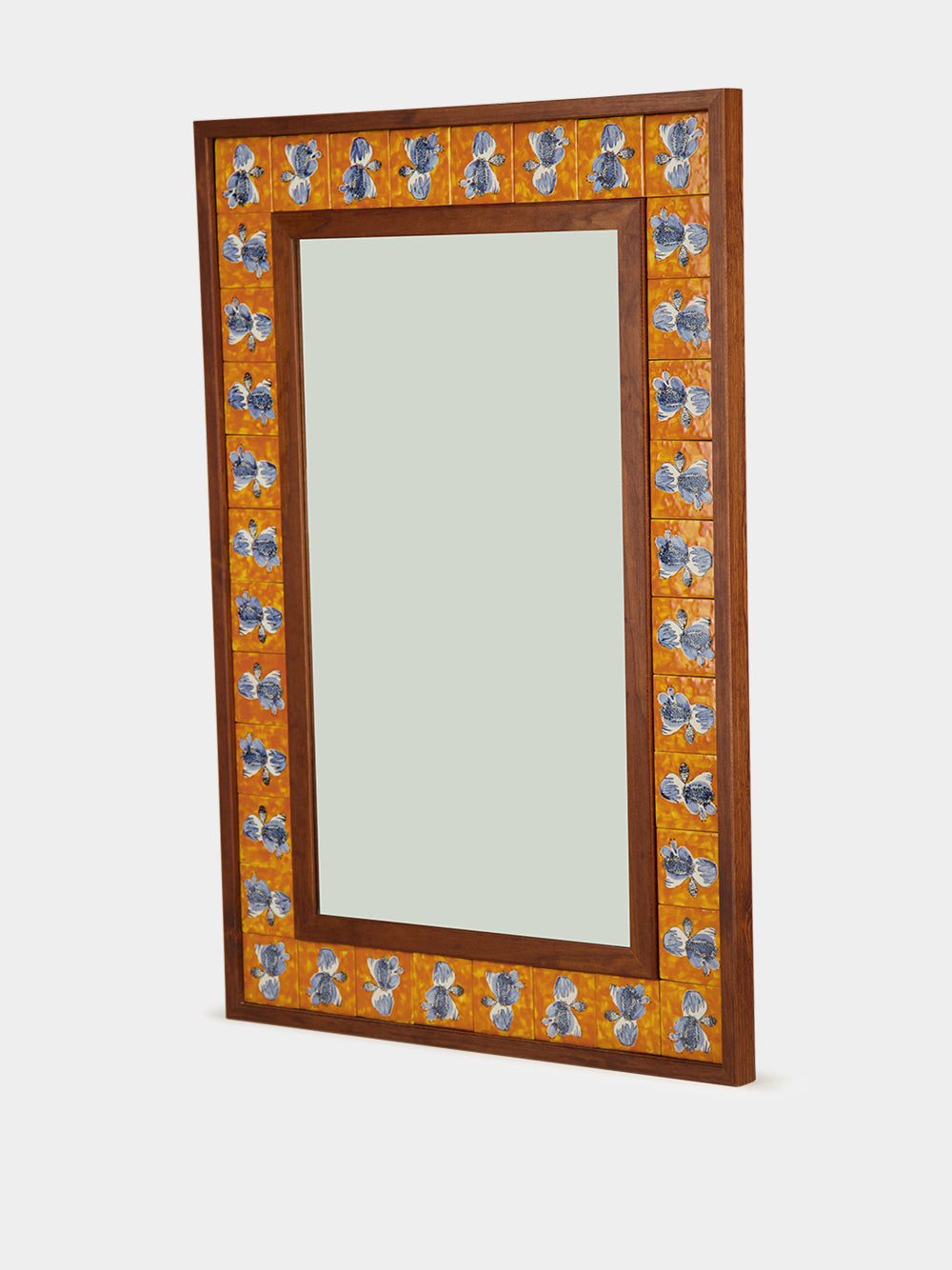 Hand-Painted Comporta Multicolour Wood and Tile Medium Mirror