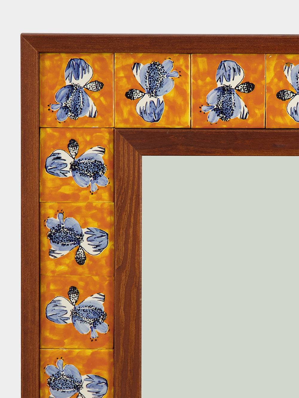 Hand-Painted Comporta Multicolour Wood and Tile Medium Mirror