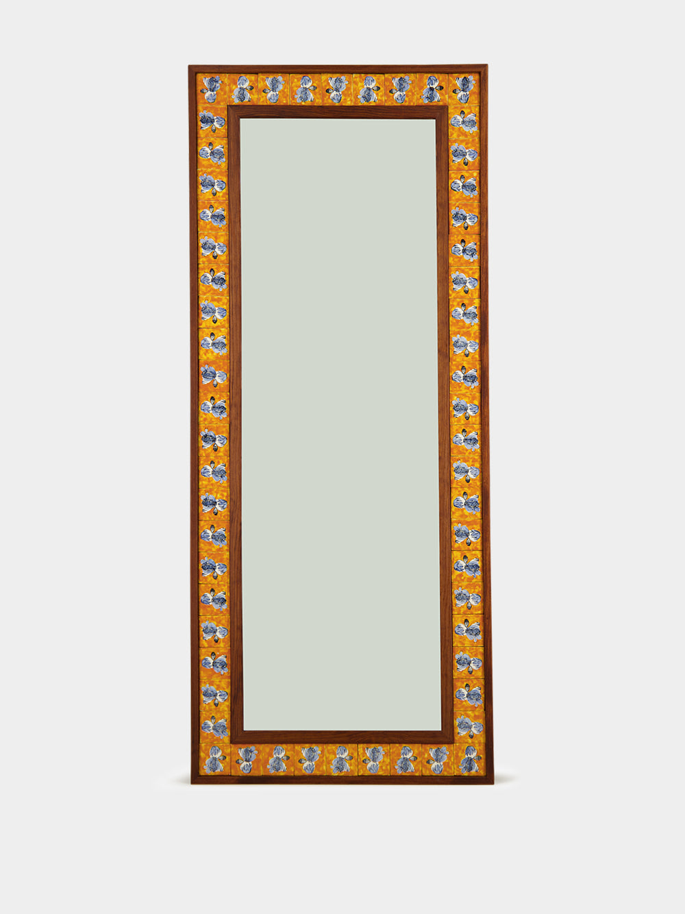 Hand-Painted Comporta Multicolour Wood and Tile Large Mirror