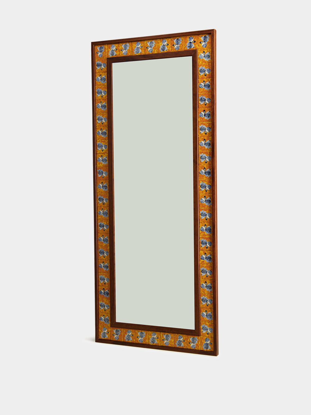 Hand-Painted Comporta Multicolour Wood and Tile Large Mirror